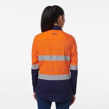 Load image into Gallery viewer, KingGee Women&#39;s Workcool 1 Closed Front Reflective Long Sleeve Shirt - Orange/Navy - Shirts
