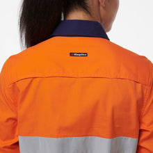 Load image into Gallery viewer, KingGee Women&#39;s Workcool 1 Closed Front Reflective Long Sleeve Shirt - Orange/Navy - Shirts
