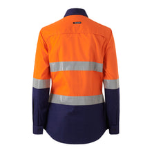 Load image into Gallery viewer, KingGee Women&#39;s Workcool 1 Closed Front Reflective Long Sleeve Shirt - Orange/Navy - Shirts
