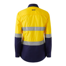 Load image into Gallery viewer, KingGee Women&#39;s Workcool 1 Closed Front Reflective Long Sleeve Shirt - Yellow/Navy - Shirts
