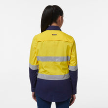 Load image into Gallery viewer, KingGee Women&#39;s Workcool 1 Closed Front Reflective Long Sleeve Shirt - Yellow/Navy - Shirts
