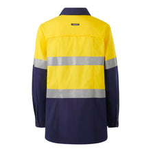 Load image into Gallery viewer, KingGee Women&#39;s Workcool Maternity Reflective Long Sleeve Shirt - Yellow/Navy - Shirts
