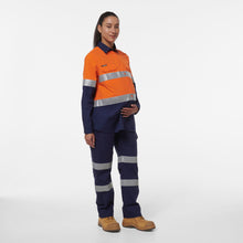 Load image into Gallery viewer, KingGee Women&#39;s Workcool Maternity Reflective Long Sleeve Shirt - Orange/Navy - Shirts
