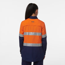 Load image into Gallery viewer, KingGee Women&#39;s Workcool Maternity Reflective Long Sleeve Shirt - Orange/Navy - Shirts
