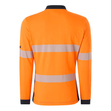 Load image into Gallery viewer, KingGee Women's Womens Originals Spliced Hi-Vis Taped L/S Cotton Polo - Orange/Navy
