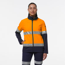 Load image into Gallery viewer, KingGee Women&#39;s Reflective Softshell Jacket - Orange/Navy - Jackets
