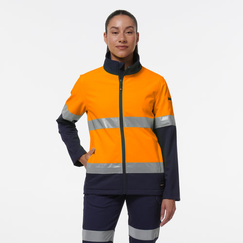 KingGee Women's Reflective Softshell Jacket - Orange/Navy - Jackets