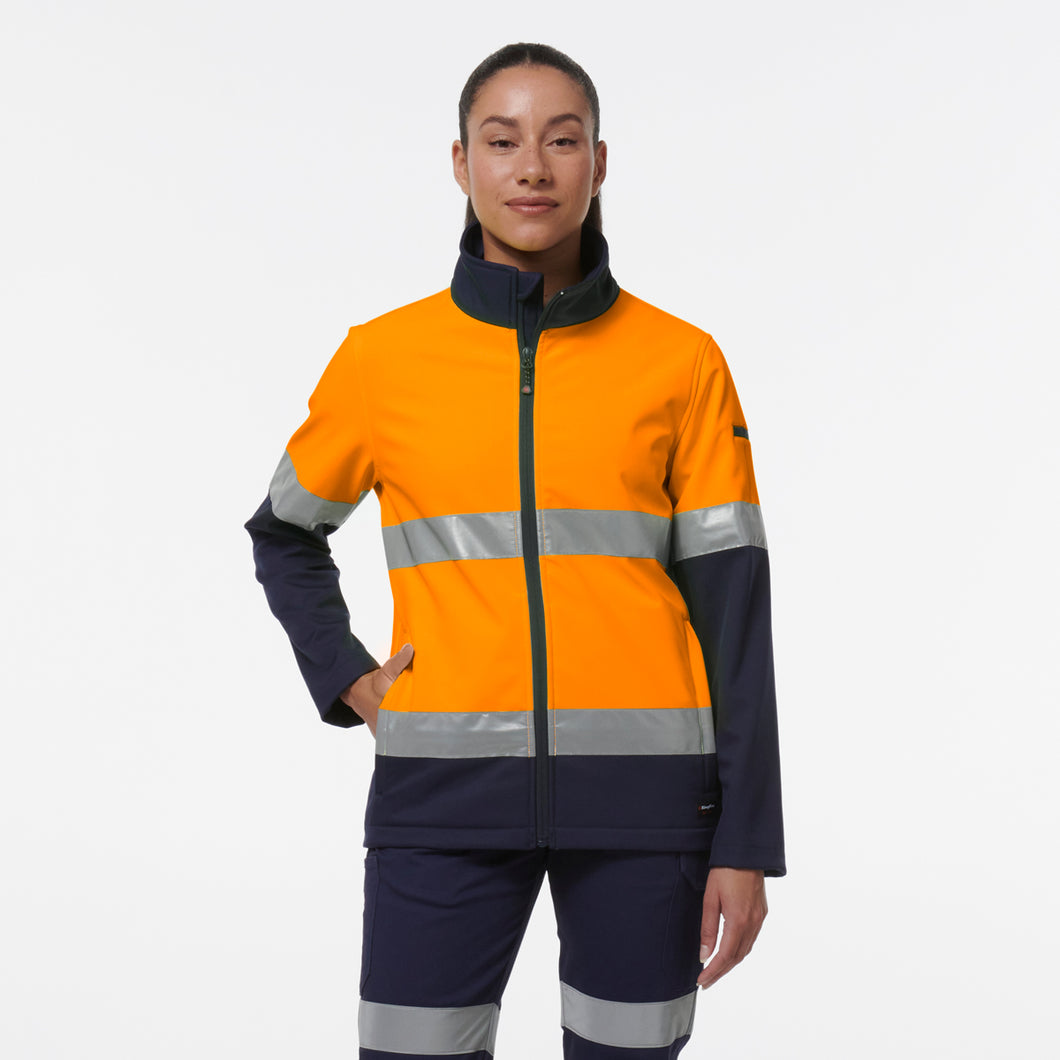 KingGee Women's Reflective Softshell Jacket - Orange/Navy - Jackets