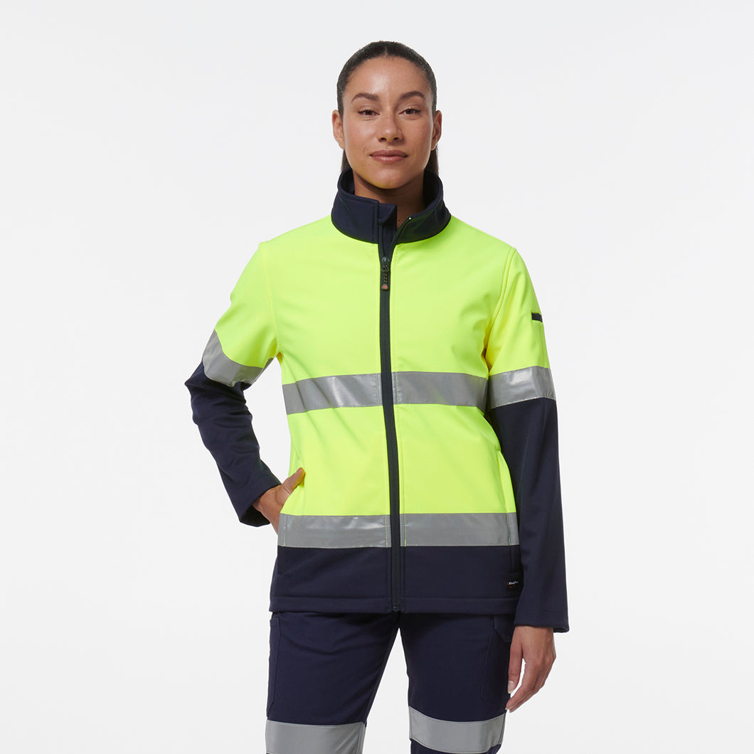 KingGee Women's Reflective Softshell Jacket - Yellow/Navy - Jackets