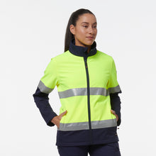 Load image into Gallery viewer, KingGee Women&#39;s Reflective Softshell Jacket - Yellow/Navy - Jackets
