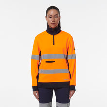 Load image into Gallery viewer, KingGee Women&#39;s Reflective 1/4 Zip Fleece - Orange/Navy - Hoodies/Jumpers
