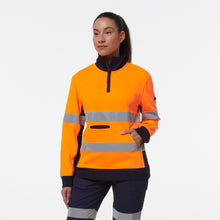 Load image into Gallery viewer, KingGee Women&#39;s Reflective 1/4 Zip Fleece - Orange/Navy - Hoodies/Jumpers
