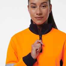 Load image into Gallery viewer, KingGee Women&#39;s Reflective 1/4 Zip Fleece - Orange/Navy - Hoodies/Jumpers
