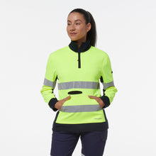 Load image into Gallery viewer, KingGee Women&#39;s Reflective 1/4 Zip Fleece - Yellow/Navy - Hoodies/Jumpers
