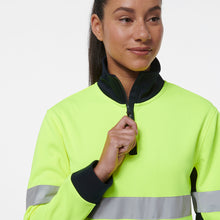 Load image into Gallery viewer, KingGee Women&#39;s Reflective 1/4 Zip Fleece - Yellow/Navy - Hoodies/Jumpers
