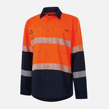 Load image into Gallery viewer, KingGee Men's Drycool Spliced Shirt Taped L/S - Light Weight - Orange/Navy
