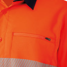 Load image into Gallery viewer, KingGee Men's Drycool Spliced Shirt Taped L/S - Light Weight - Orange/Navy
