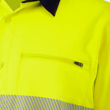 Load image into Gallery viewer, KingGee Men's Drycool Spliced Shirt Taped L/S - Light Weight - Yellow/Navy
