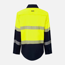 Load image into Gallery viewer, KingGee Men's Drycool Spliced Shirt Taped L/S - Light Weight - Yellow/Navy
