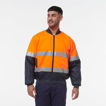 Load image into Gallery viewer, KingGee Men's Reflective Bomber Jacket - Orange/Navy - Jackets
