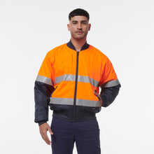 Load image into Gallery viewer, KingGee Men's Reflective Bomber Jacket - Orange/Navy - Jackets
