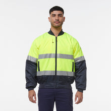 Load image into Gallery viewer, KingGee Men's Reflective Bomber Jacket - Yellow/Navy - Jackets
