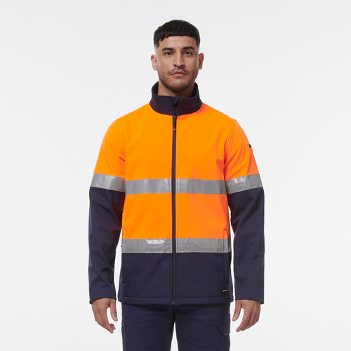 KingGee Men's Reflective Softshell Jacket - Orange/Navy - Jackets