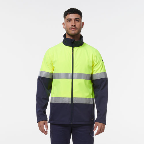 KingGee Men's Ref Softshell Jacket - Yellow/Navy - Jackets