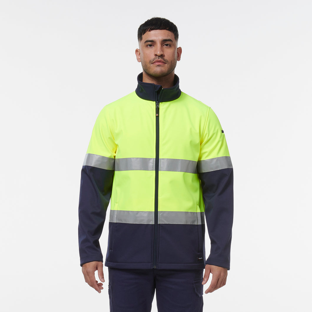 KingGee Men's Ref Softshell Jacket - Yellow/Navy - Jackets