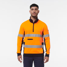 Load image into Gallery viewer, KingGee Men&#39;s Reflective 1/4 Zip Fleece - Orange/Navy - Hoodies/Jumpers
