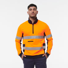 Load image into Gallery viewer, KingGee Men&#39;s Reflective 1/4 Zip Fleece - Orange/Navy - Hoodies/Jumpers
