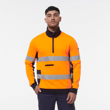 Load image into Gallery viewer, KingGee Men&#39;s Reflective 1/4 Zip Fleece - Orange/Navy - Hoodies/Jumpers
