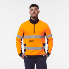 Load image into Gallery viewer, KingGee Men&#39;s Reflective 1/4 Zip Fleece - Orange/Navy - Hoodies/Jumpers
