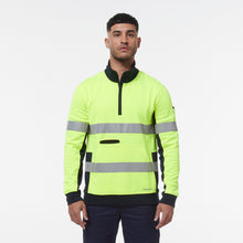 Load image into Gallery viewer, KingGee Men&#39;s Reflective 1/4 Zip Fleece - Yellow/Navy - Hoodies/Jumpers
