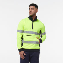 Load image into Gallery viewer, KingGee Men&#39;s Reflective 1/4 Zip Fleece - Yellow/Navy - Hoodies/Jumpers
