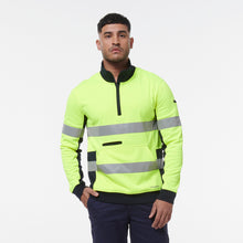 Load image into Gallery viewer, KingGee Men&#39;s Reflective 1/4 Zip Fleece - Yellow/Navy - Hoodies/Jumpers
