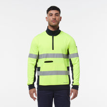 Load image into Gallery viewer, KingGee Men&#39;s Reflective 1/4 Zip Fleece - Yellow/Navy - Hoodies/Jumpers
