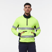 Load image into Gallery viewer, KingGee Men&#39;s Reflective 1/4 Zip Fleece - Yellow/Navy - Hoodies/Jumpers
