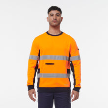 Load image into Gallery viewer, KingGee Men&#39;s Reflective Crew Neck Fleece - Orange/Navy - Hoodies/Jumpers
