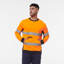 Load image into Gallery viewer, KingGee Men&#39;s Reflective Crew Neck Fleece - Orange/Navy - Hoodies/Jumpers
