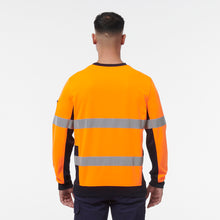 Load image into Gallery viewer, KingGee Men&#39;s Reflective Crew Neck Fleece - Orange/Navy - Hoodies/Jumpers
