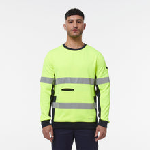 Load image into Gallery viewer, KingGee Men&#39;s Reflective Crew Neck Fleece - Yellow/Navy - Hoodies/Jumpers
