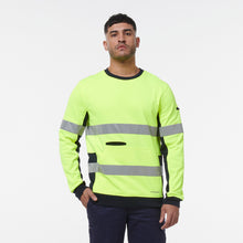 Load image into Gallery viewer, KingGee Men&#39;s Reflective Crew Neck Fleece - Yellow/Navy - Hoodies/Jumpers
