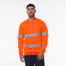 Load image into Gallery viewer, KingGee Men&#39;s Reflective Crew Neck Fleece - Orange - Hoodies/Jumpers
