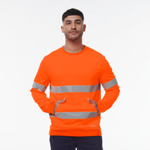 Load image into Gallery viewer, KingGee Men&#39;s Reflective Crew Neck Fleece - Orange - Hoodies/Jumpers
