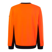 Load image into Gallery viewer, KingGee Men&#39;s Hi Vis Spliced Fleece Crew Neck - Orange/Navy - Hoodies/Jumpers
