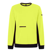 Load image into Gallery viewer, KingGee Men&#39;s Hi Vis Spliced Fleece Crew Neck - Yellow/Navy - Hoodies/Jumpers
