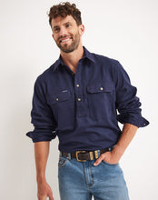 Load image into Gallery viewer, RB Sellars Men's Burton 1/2 Btn L/S Light Wt. - Navy
