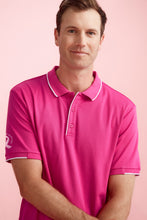 Load image into Gallery viewer, Biz Care Men&#39;s Pink Ribbon Polo - Pink/White - 
