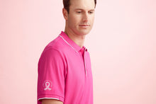 Load image into Gallery viewer, Biz Care Men&#39;s Pink Ribbon Polo - Pink/White - 
